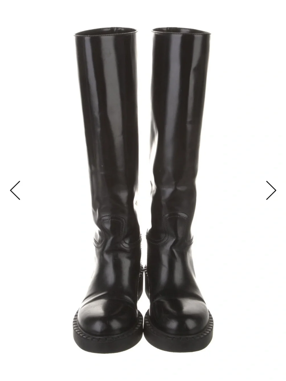 Prada Black Leather Knee-High Riding Boot